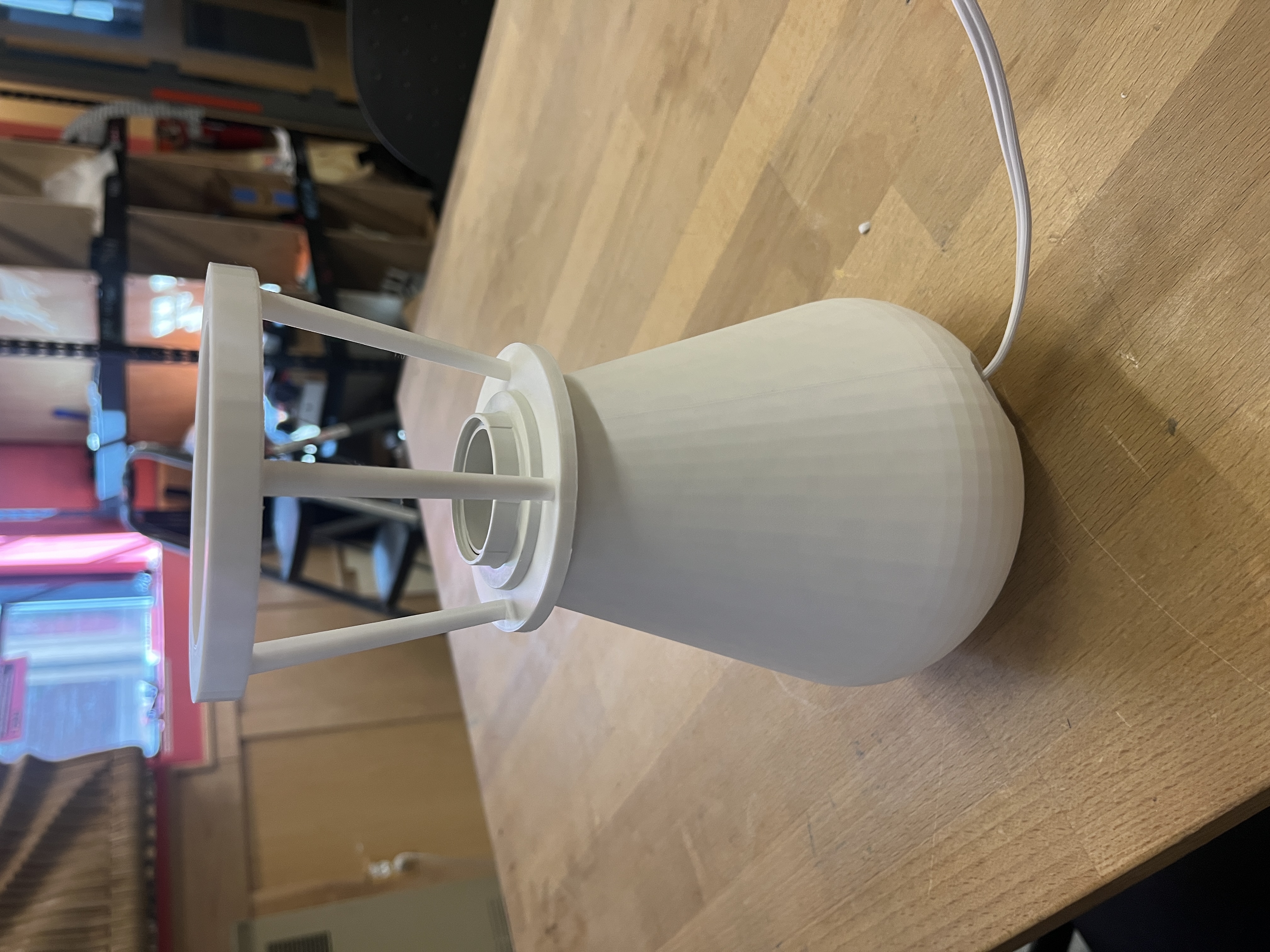 Mushroom lamp — cap removed, showing interior
